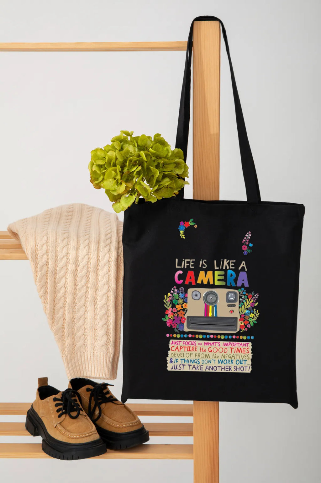 Black Premium Camera Themed Tote Bag For Women