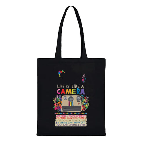 Black Premium Camera Themed Tote Bag For Women
