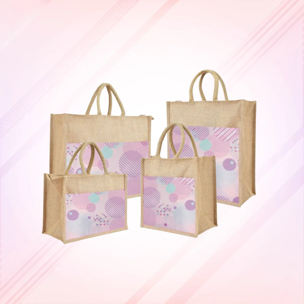 Pink Re Usable Jute Shopping Bags