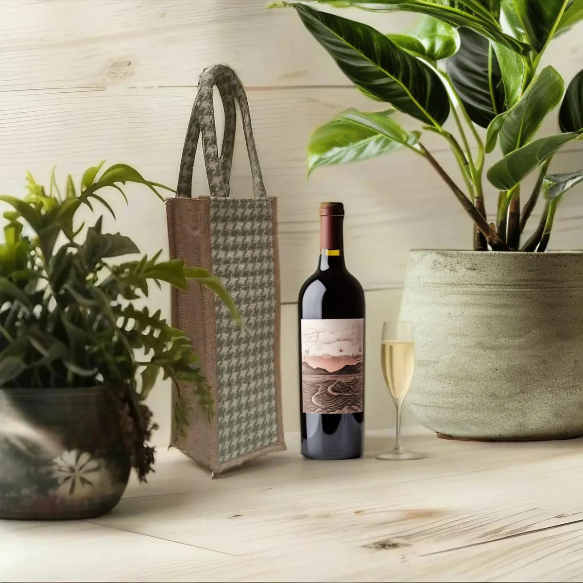 Green Premium Design Handwoven Bottle Bag