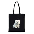 Black Canvas Bag With Polar Bear Print