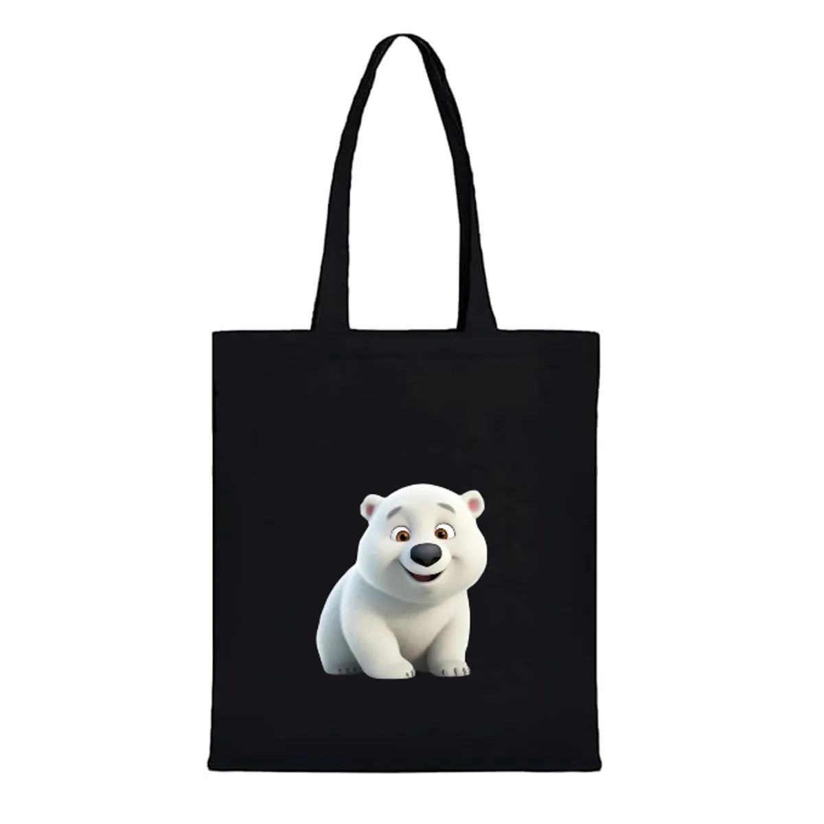 Black Canvas Bag With Polar Bear Print