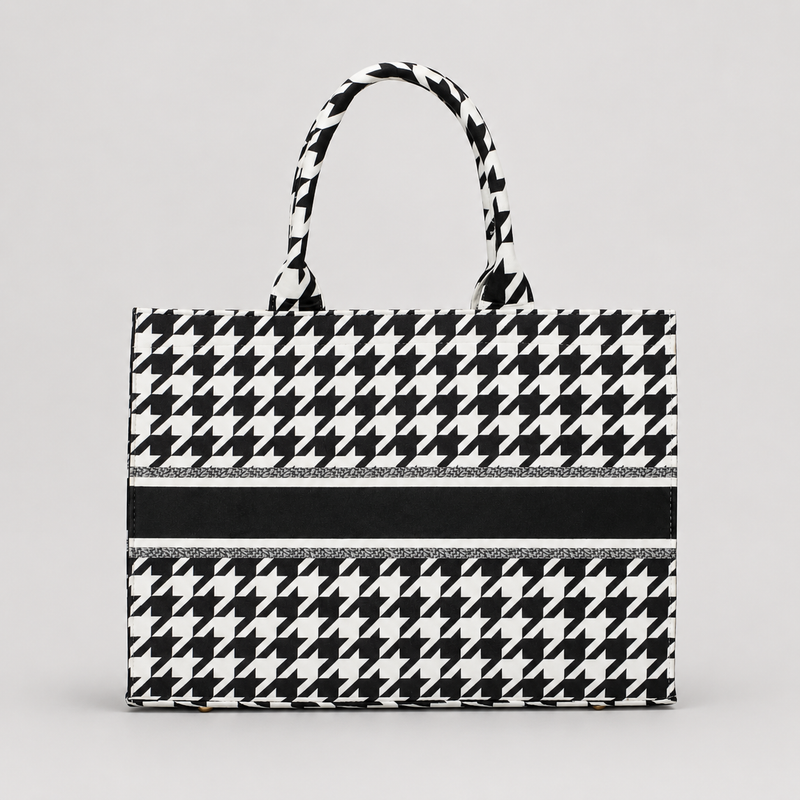 White And Black Print Customize Hand Bag For Women — image 1