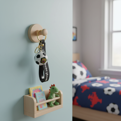 Black Football Silicone Keyring Accessories for Kids