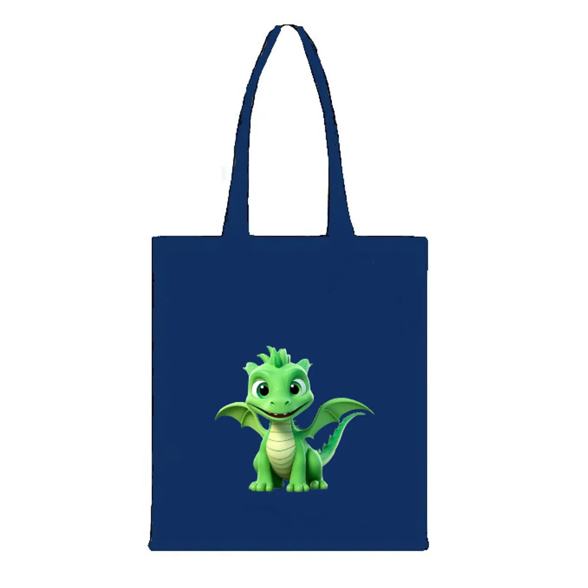 Blue Canvas Tote Bag With Dinosaur Print