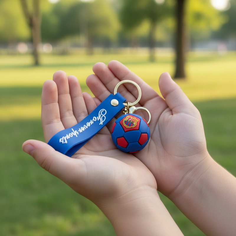 Blue Football Silicone Keyring Accessories for Kids