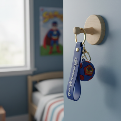 Blue Football Silicone Keyring Accessories for Kids