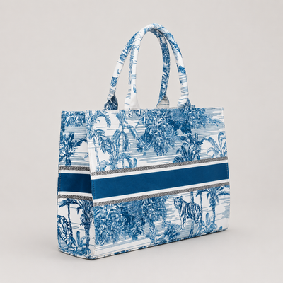 White And Blue Forest Print Customize Hand Bag For Women — image 2
