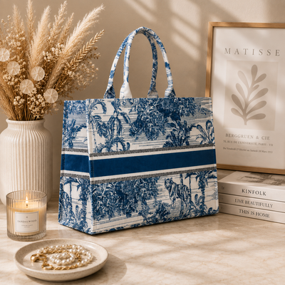 White And Blue Forest Print Customize Hand Bag For Women — image 5