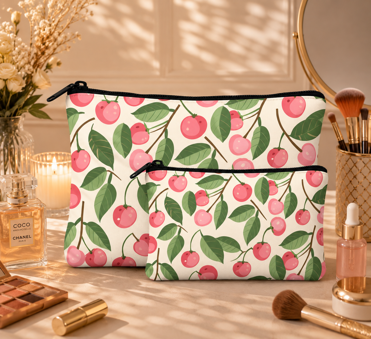 Cherry Blossom Botanical Pouch Pouch Set Of 2 Pieces