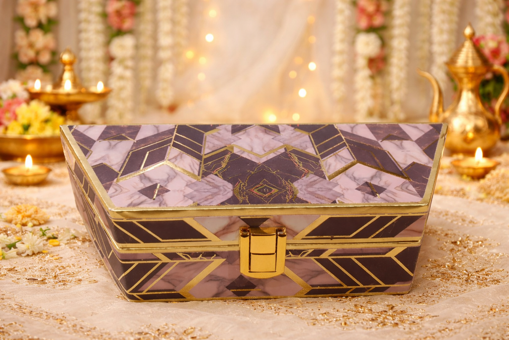 Wedding Fancy Shagun Cash and Money Gaddi Box - Geometric Pattern