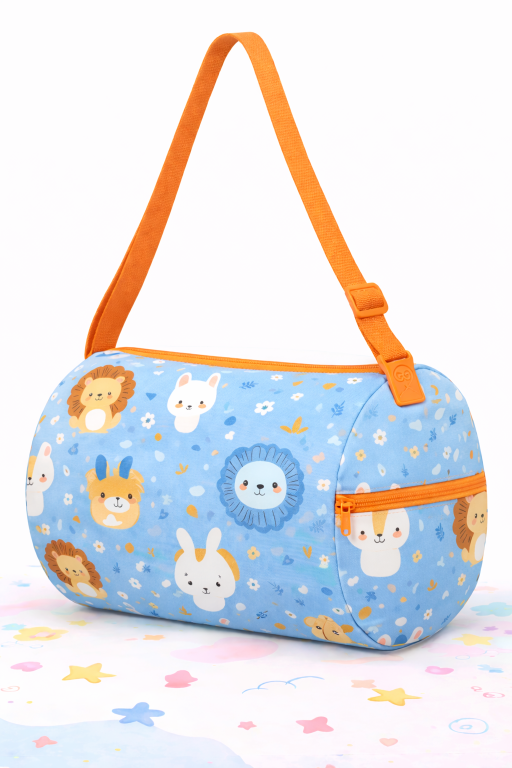 Kids Duffel Bag, Blue Animal Print