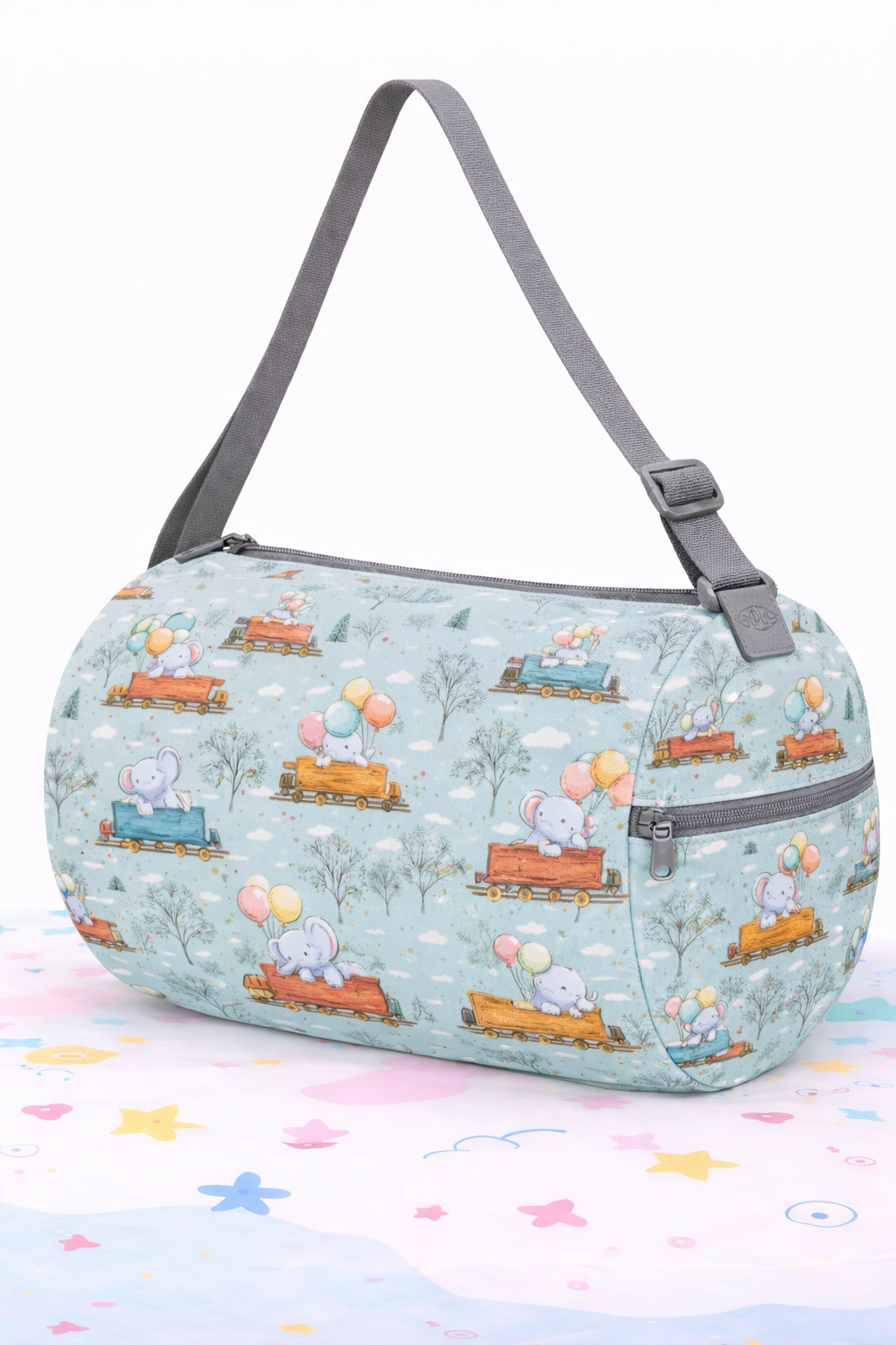 Kids Duffel Bag Elephant Train Print