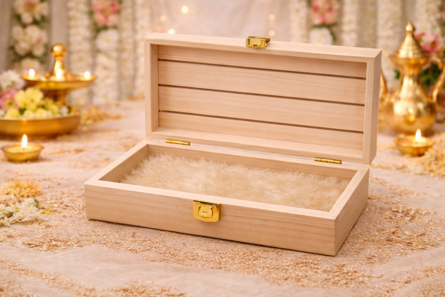 Wedding Fancy Shagun Cash and Money Gaddi Box - Handcrafted Wooden Gift Box – Festive Edition