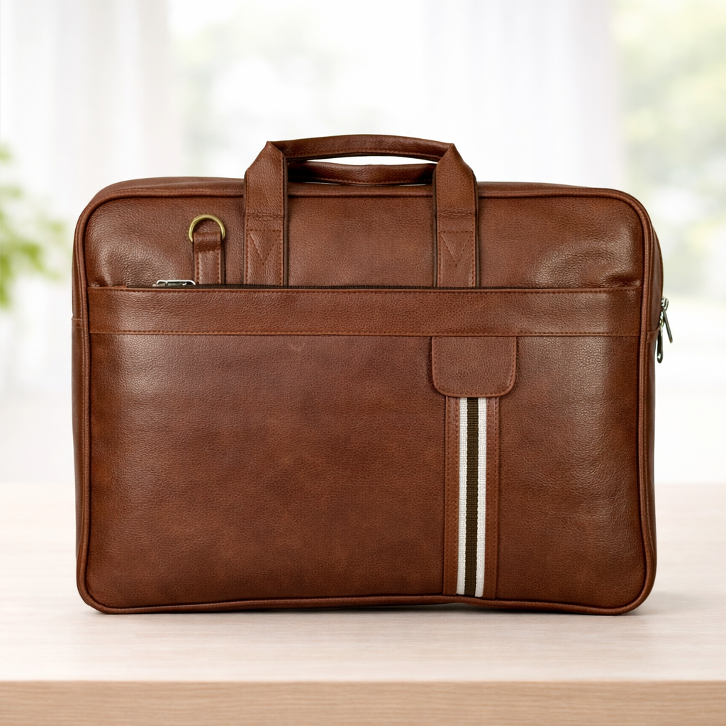 Retro Brown Laptop Bag – Elegant, Functional & Professional