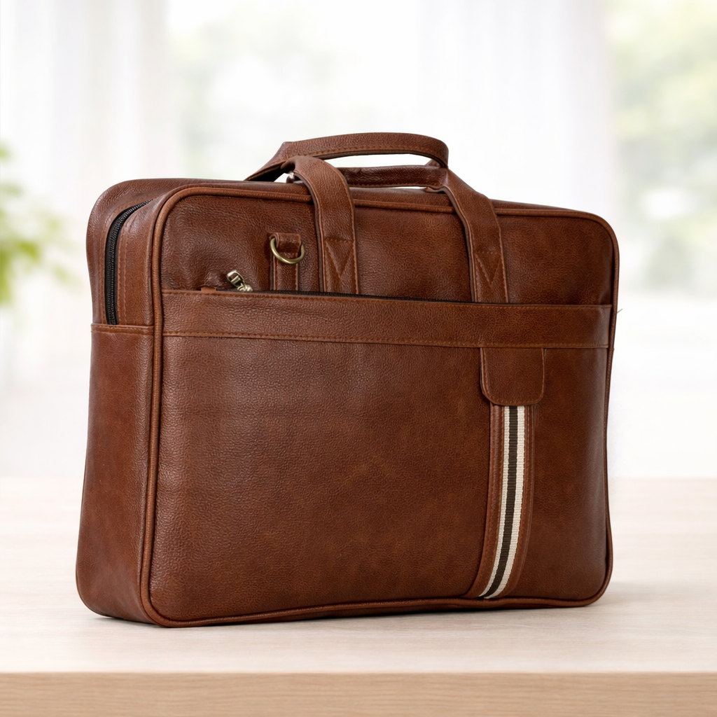 Retro Brown Laptop Bag – Elegant, Functional & Professional