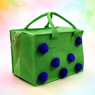 Charming Felt Gifting Bag with Pom-Pom Detailing - Green & Blue (Set of 2)