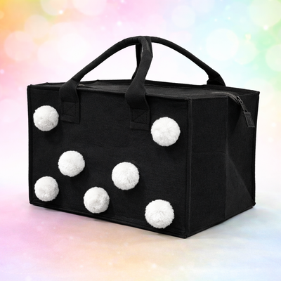 Charming Felt Gifting Bag with Pom-Pom Detailing - Black & White (Set of 2)