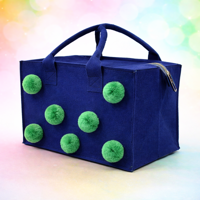 Charming Felt Gifting Bag with Pom-Pom Detailing - Blue & Green (Set of 2)