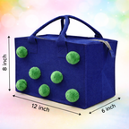 Charming Felt Gifting Bag with Pom-Pom Detailing - Blue & Green (Set of 2)