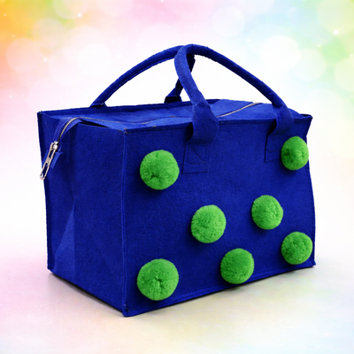 Charming Felt Gifting Bag with Pom-Pom Detailing - Blue & Green (Set of 2)