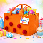 Charming Felt Gifting Bag with Pom-Pom Detailing - Orange & Red (Set of 2)