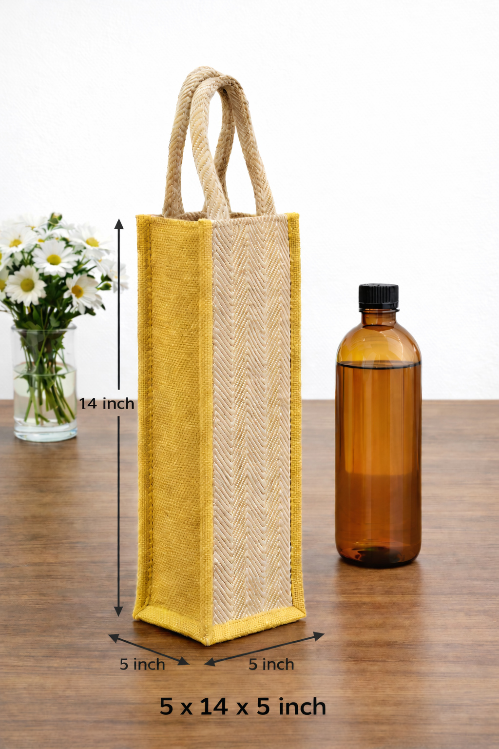 Yellow Premium Design Handwoven Bottle Bag