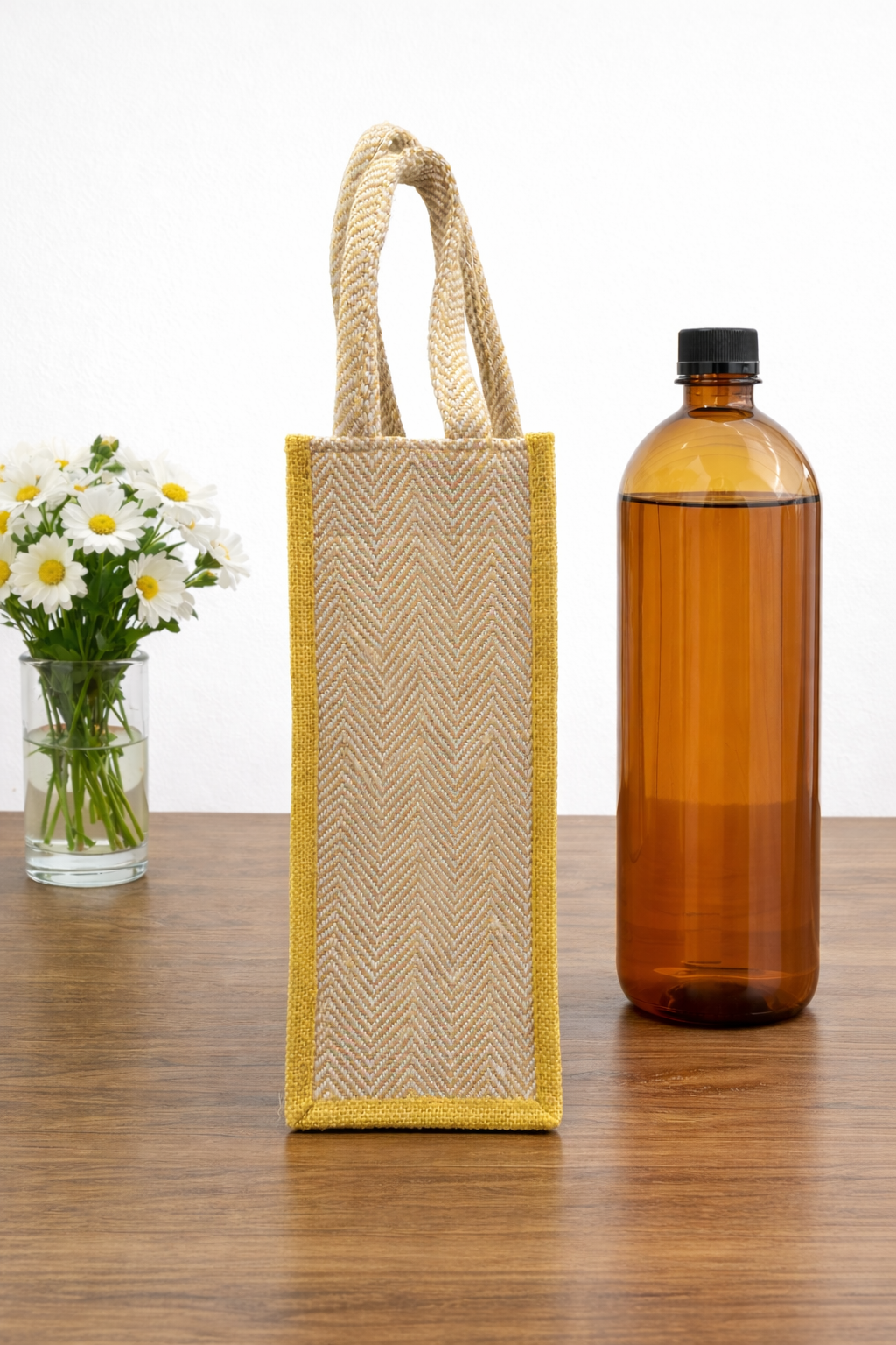 Yellow Premium Design Handwoven Bottle Bag
