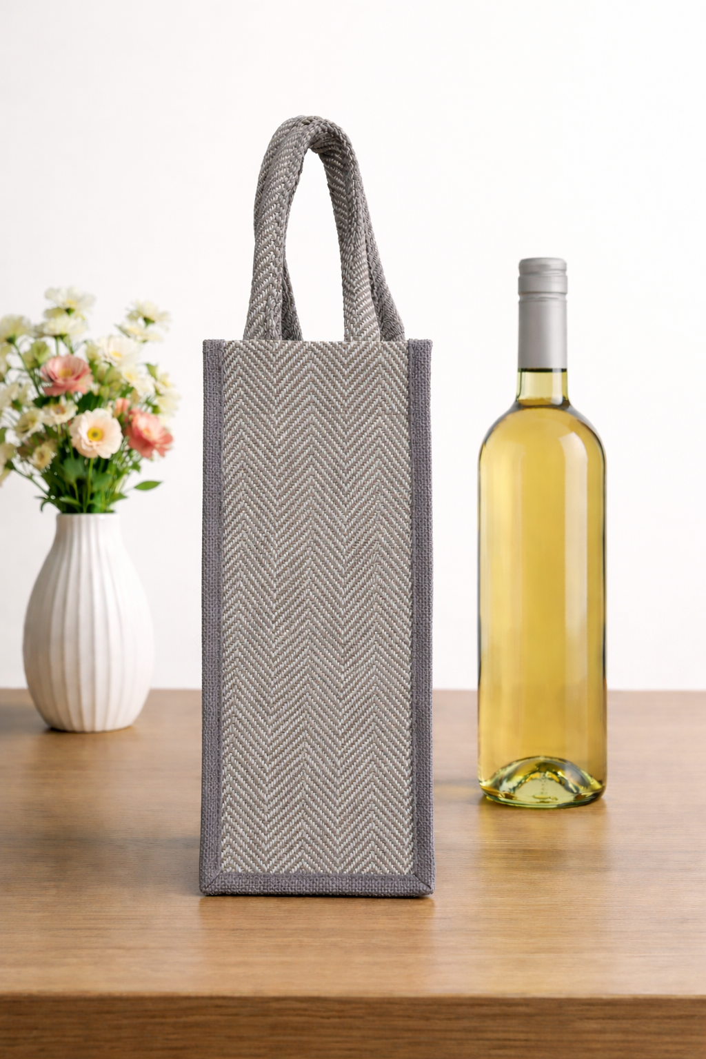 Grey Premium Design Handwoven Bottle Bag