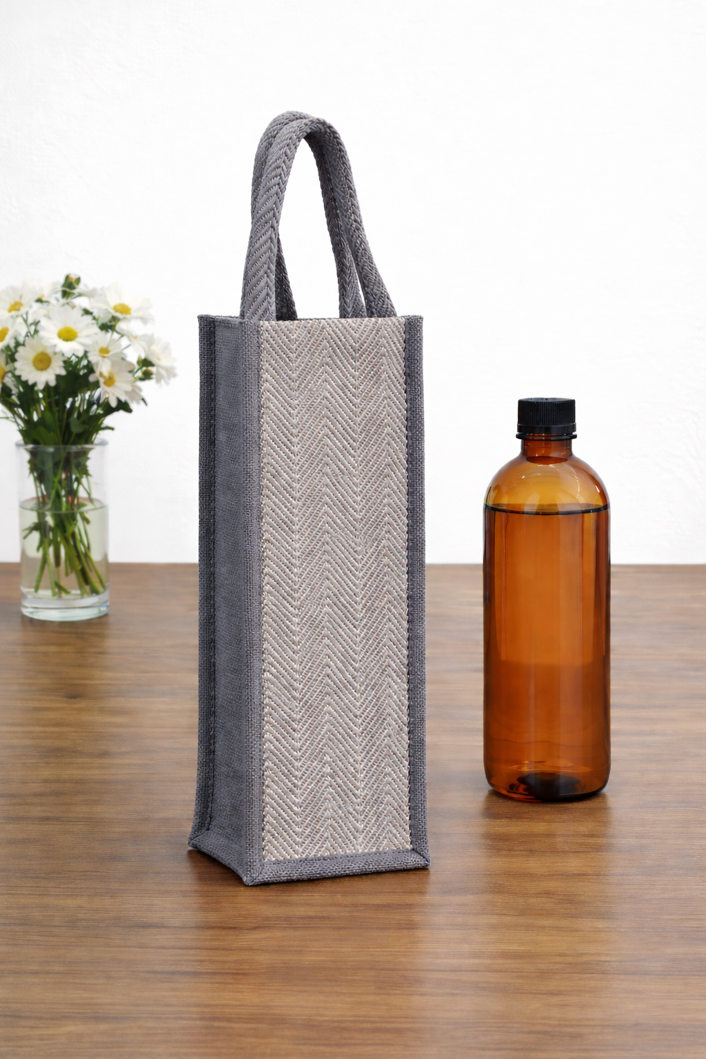 Grey Premium Design Handwoven Bottle Bag