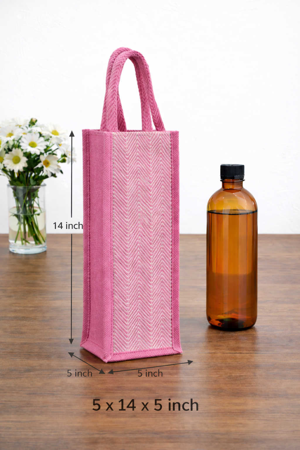Pink Premium Design Handwoven Bottle Bag