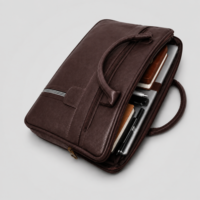 Retro Brown Laptop Bag – Elegant, Functional & Professional