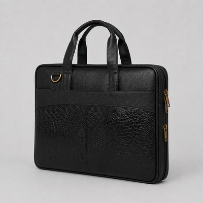 Vintage Black  Leather Laptop Bag – Timeless Style with Modern Utility