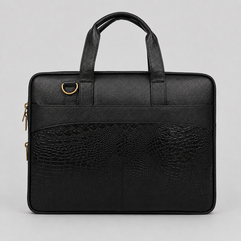Vintage Black  Leather Laptop Bag – Timeless Style with Modern Utility