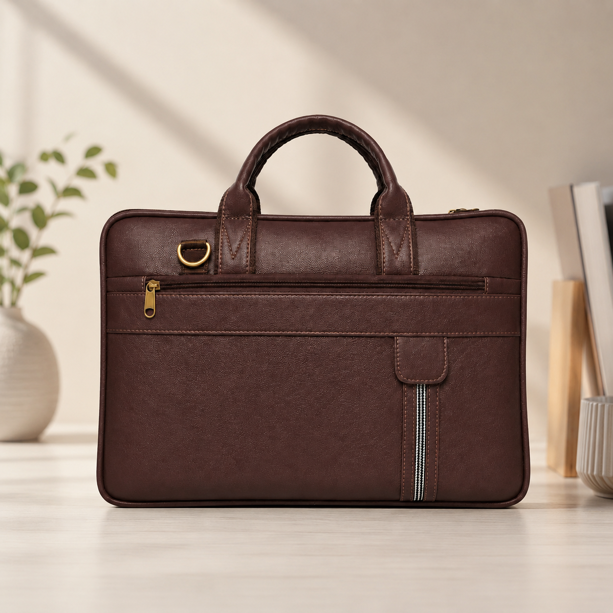 Retro Brown Laptop Bag – Elegant, Functional & Professional