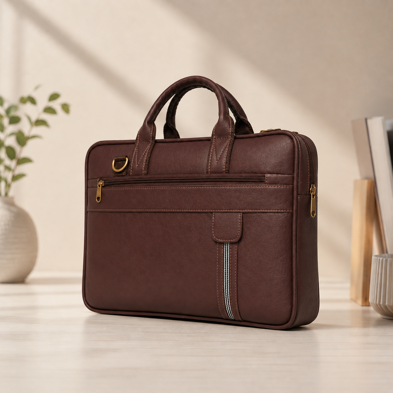 Retro Brown Laptop Bag – Elegant, Functional & Professional