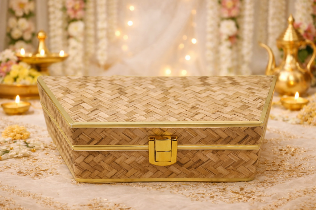 Wedding Fancy Shagun Cash and Money Gaddi Box - Cane Print