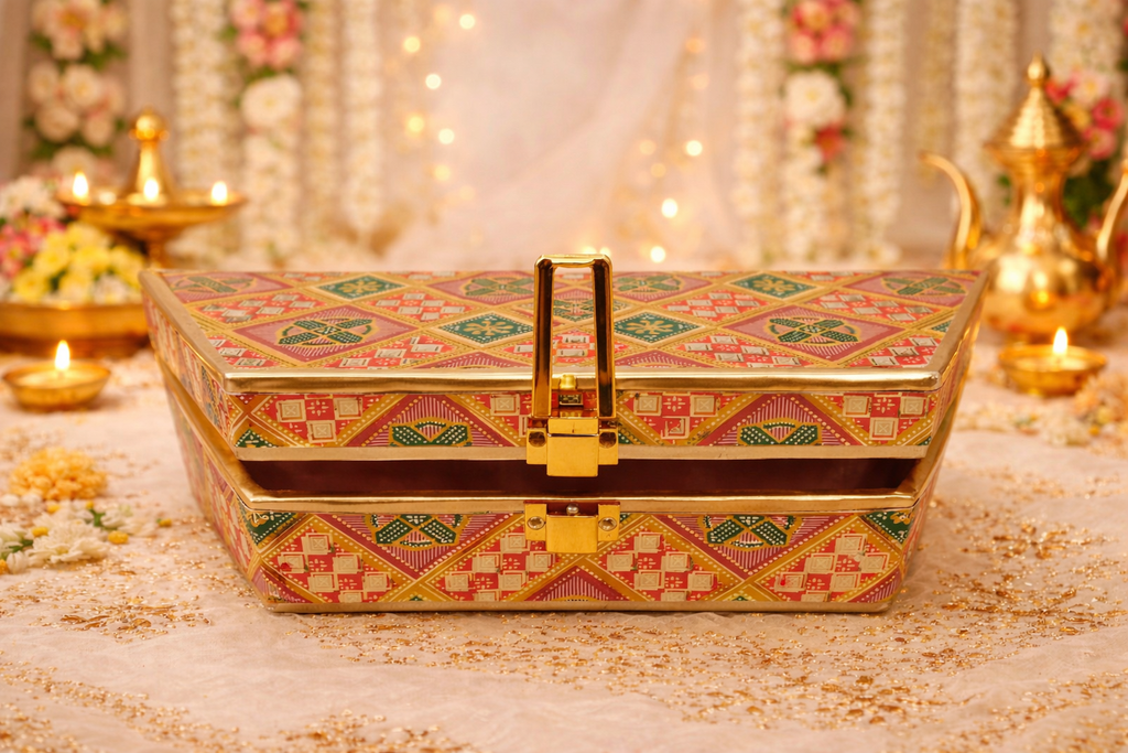Wedding Fancy Shagun Cash and Money Gaddi Box - Traditional Print