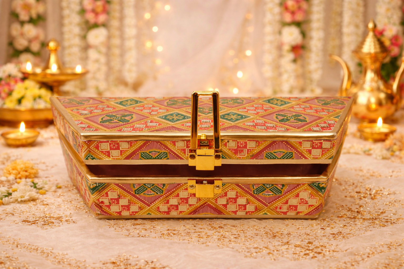 Wedding Fancy Shagun Cash and Money Gaddi Box - Traditional Print