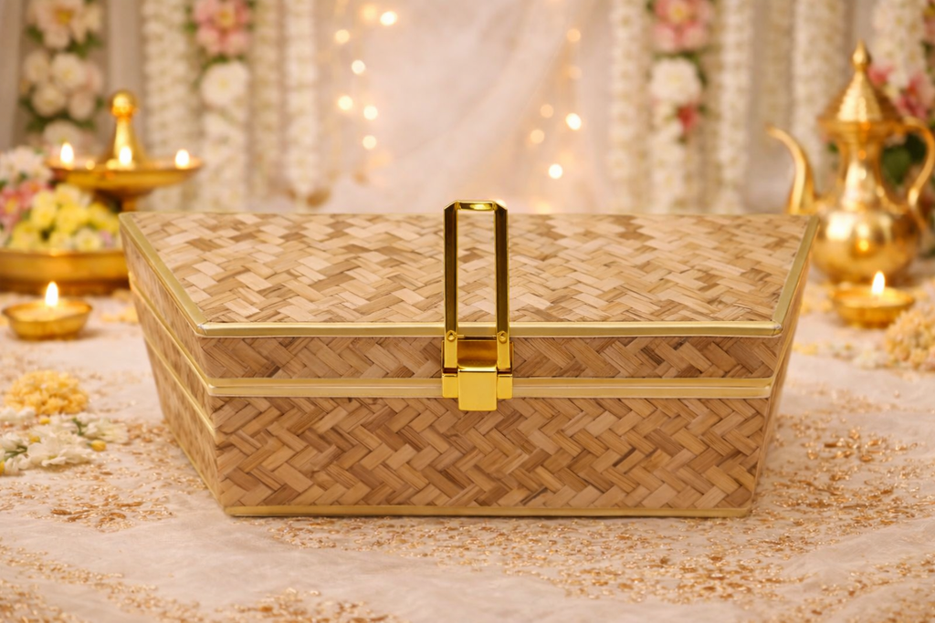 Wedding Fancy Shagun Cash and Money Gaddi Box - Cane Print