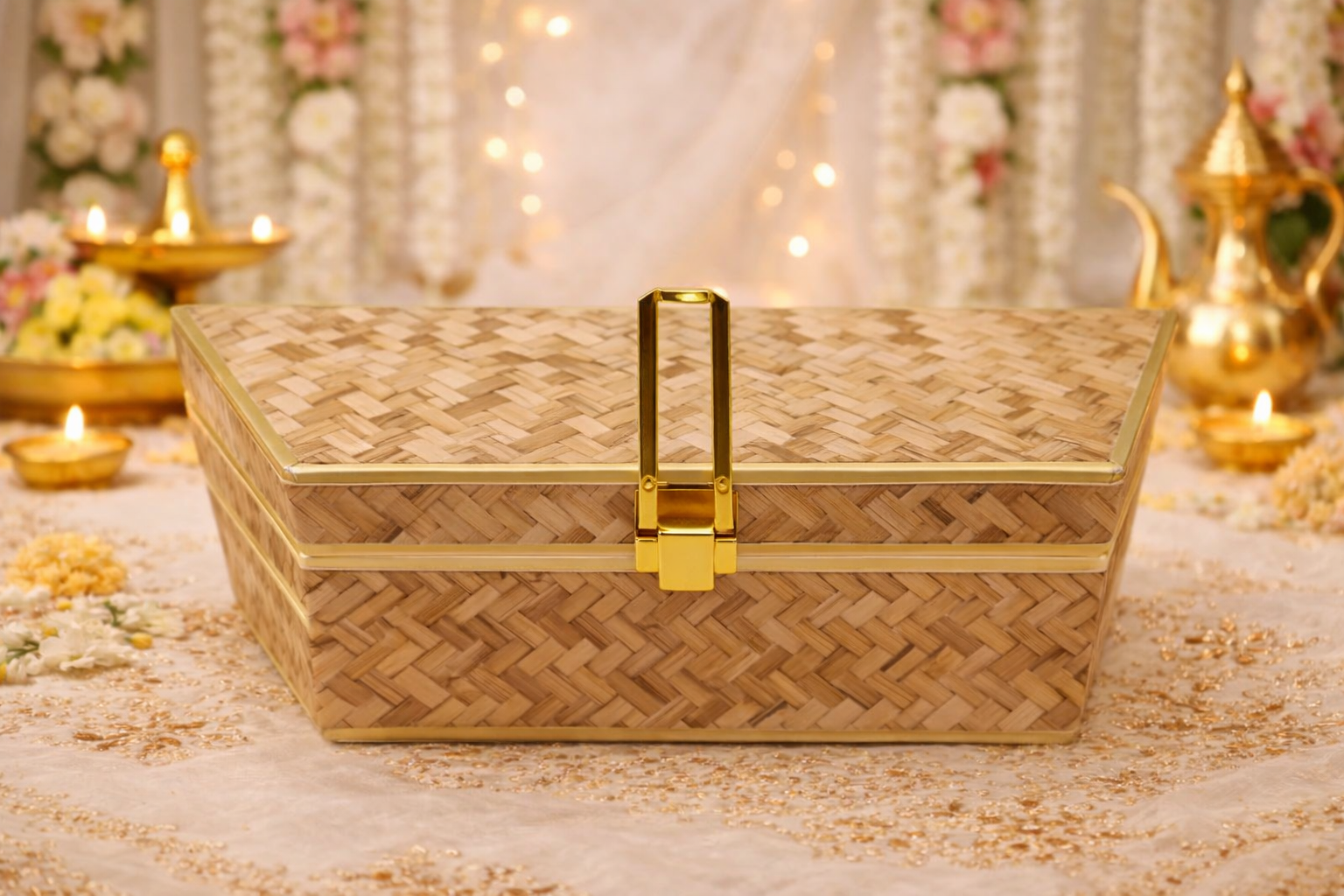 Wedding Fancy Shagun Cash and Money Gaddi Box - Cane Print