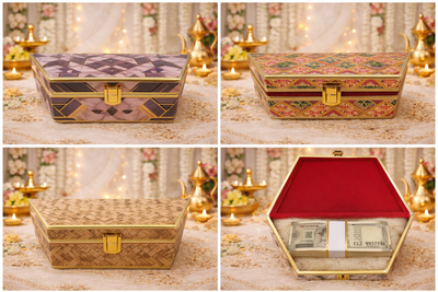 Wedding Fancy Shagun Cash and Money Gaddi Box - Cane Print