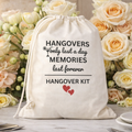 Funny Favor Bags for Wedding, Shower, Bachelorette - Hangovers Only Last a Day Hangover Kit bags, Drawstring Bag, (Pack of 12)