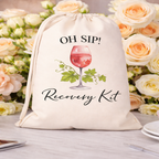 Funny Favor Bags for Wedding, Shower, Bachelorette -Chic Red Hangover Kit bags, Drawstring Bag, (Pack of 12)