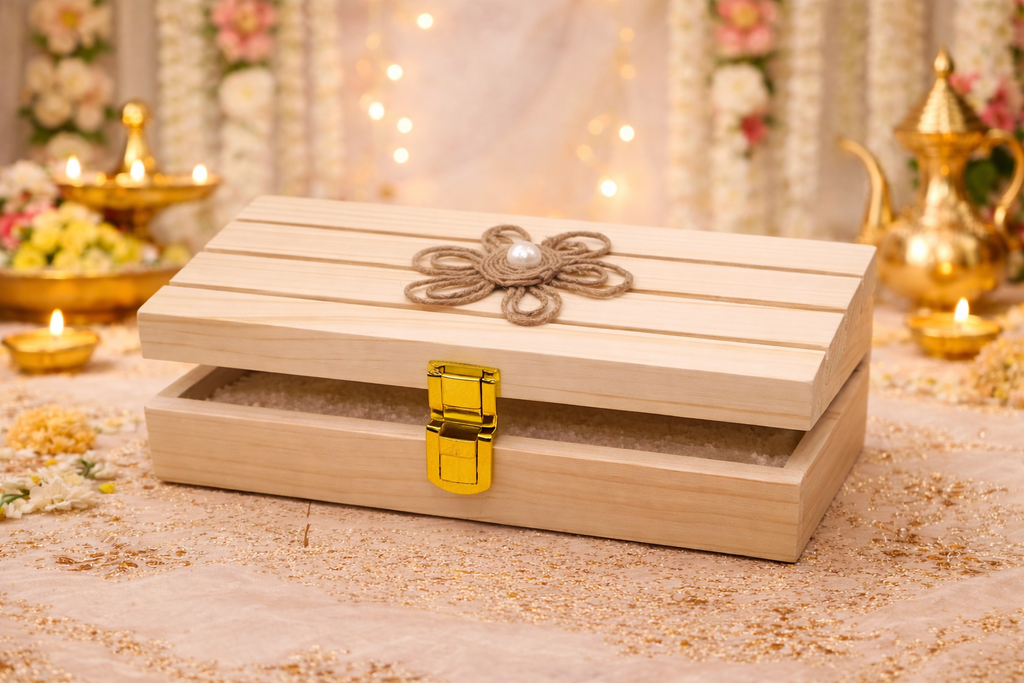 Wedding Fancy Shagun Cash and Money Gaddi Box - Handcrafted Wooden Gift Box – Festive Edition