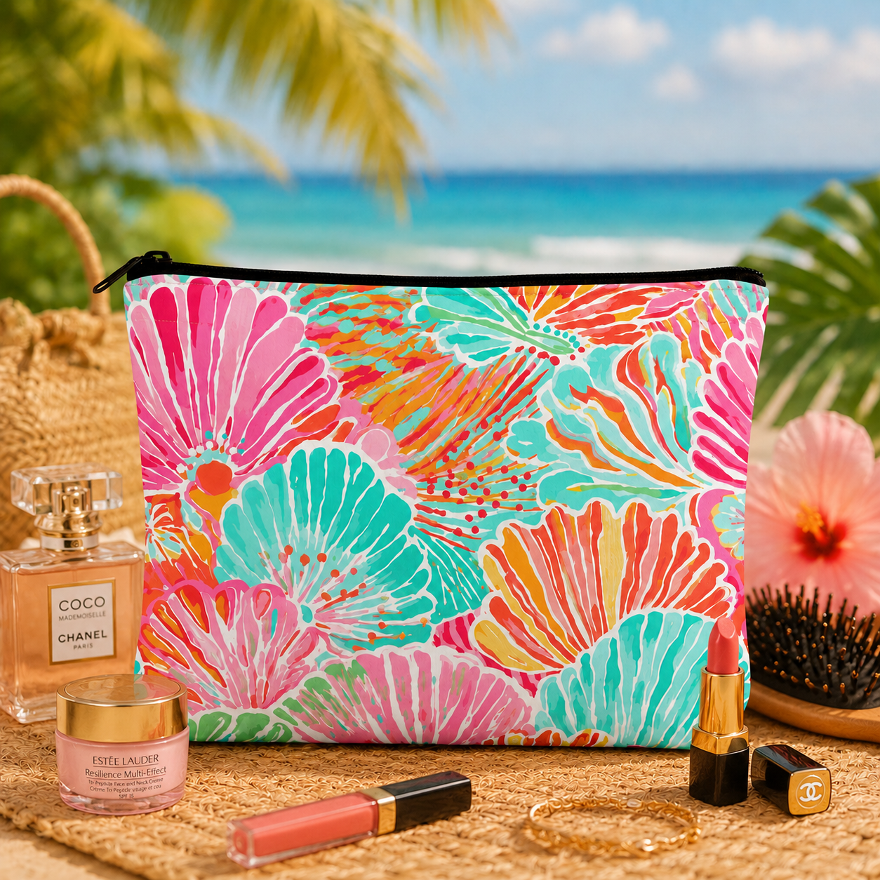 Colouful  Coral Pouch Set Of 2 Pieces