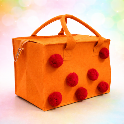 Charming Felt Gifting Bag with Pom-Pom Detailing - Orange & Red (Set of 2)