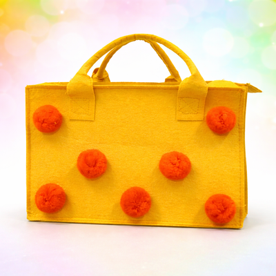 Charming Felt Gifting Bag with Pom-Pom Detailing - Yellow & Orange (Set of 2)