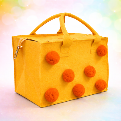 Charming Felt Gifting Bag with Pom-Pom Detailing - Yellow & Orange (Set of 2)