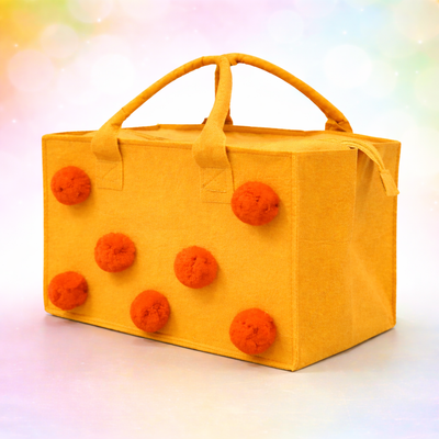 Charming Felt Gifting Bag with Pom-Pom Detailing - Yellow & Orange (Set of 2)